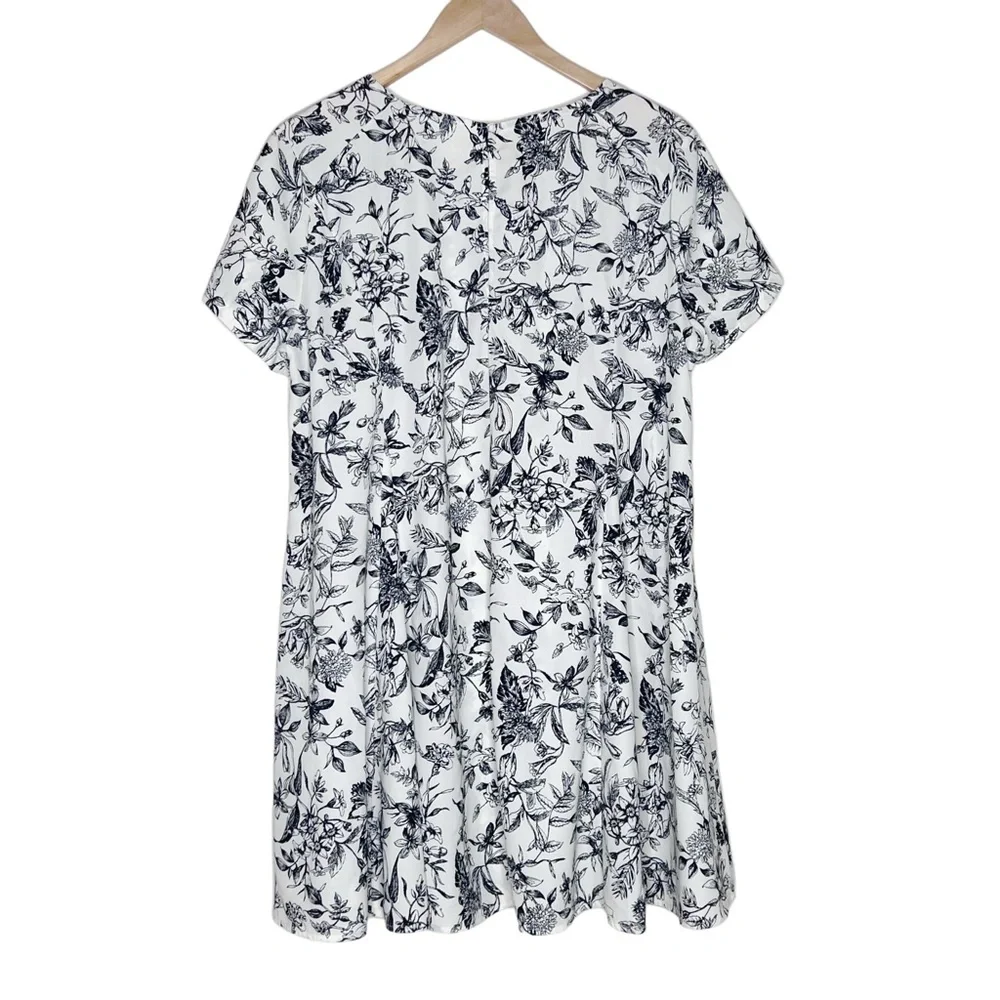 Lush Toile Floral Print Babydoll Swing Dress - Size Large - Picture 3 of 4